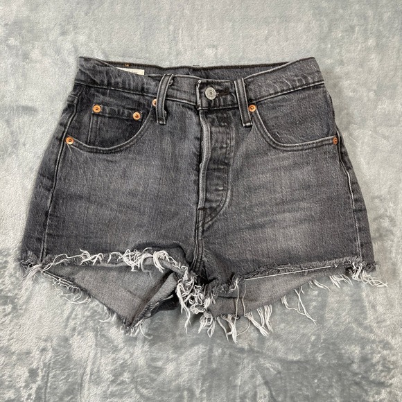 Levi's Pants - Levis‎ Premium 501 Shorts Size 25 Original High Rise Cut Off Denim Faded Black